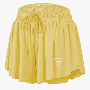 Yellow luogongzi amazon flowy athletic shorts with built in spandex biker shorts